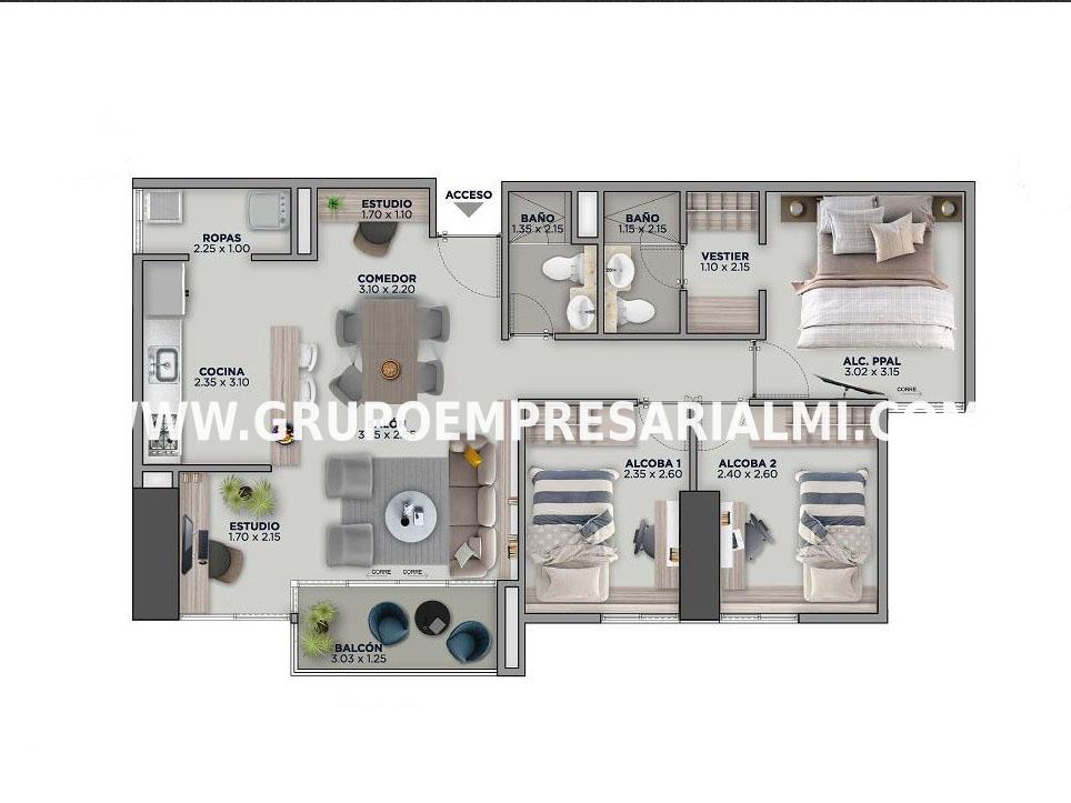 APARTAMENTO EN VENTA - SECTOR LAS LOMITAS COD: 33870