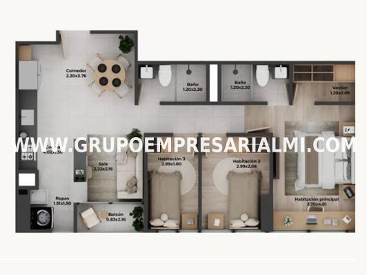 AGRADABLE APARTAMENTO EN VENTA  - SECTOR VIVIENDAS DEL SUR COD: 34055